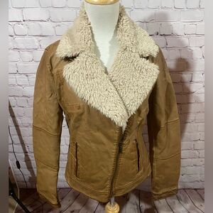 Zara tan color faux leather jacket